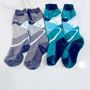 Ski winter socks kids Gray and Green 4/5
